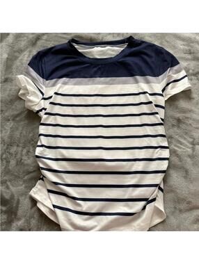 SHEIN Navy and White Striped Crop Top